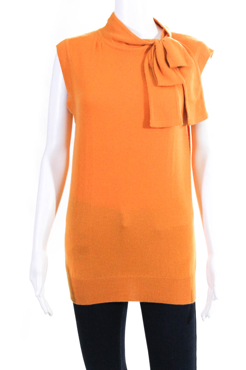 Louis Vuitton Womens Scarf Neck Sleeveless Sweater Orange Cashmere Size Large | eBay