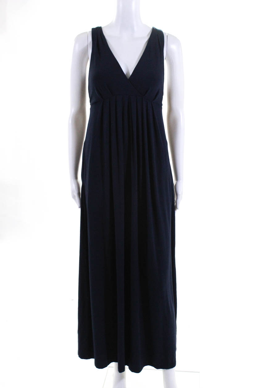 Tart Womens Sleeveless Ruched V-Neck Aline Maxi Long Dress Navy Size XS ...