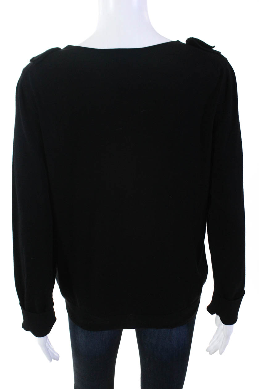 Louis Vuitton Womens Wool Long Sleeve Ruffle V-Neck Sweater Black Size ...