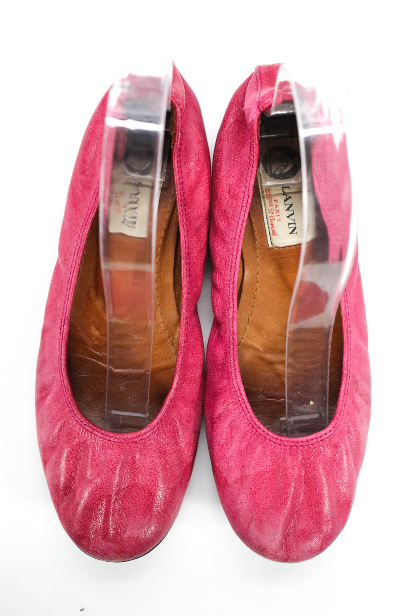 Lanvin Womens Pink Leather Rounded Toe Ballet Flats Shoes Size 7 | eBay