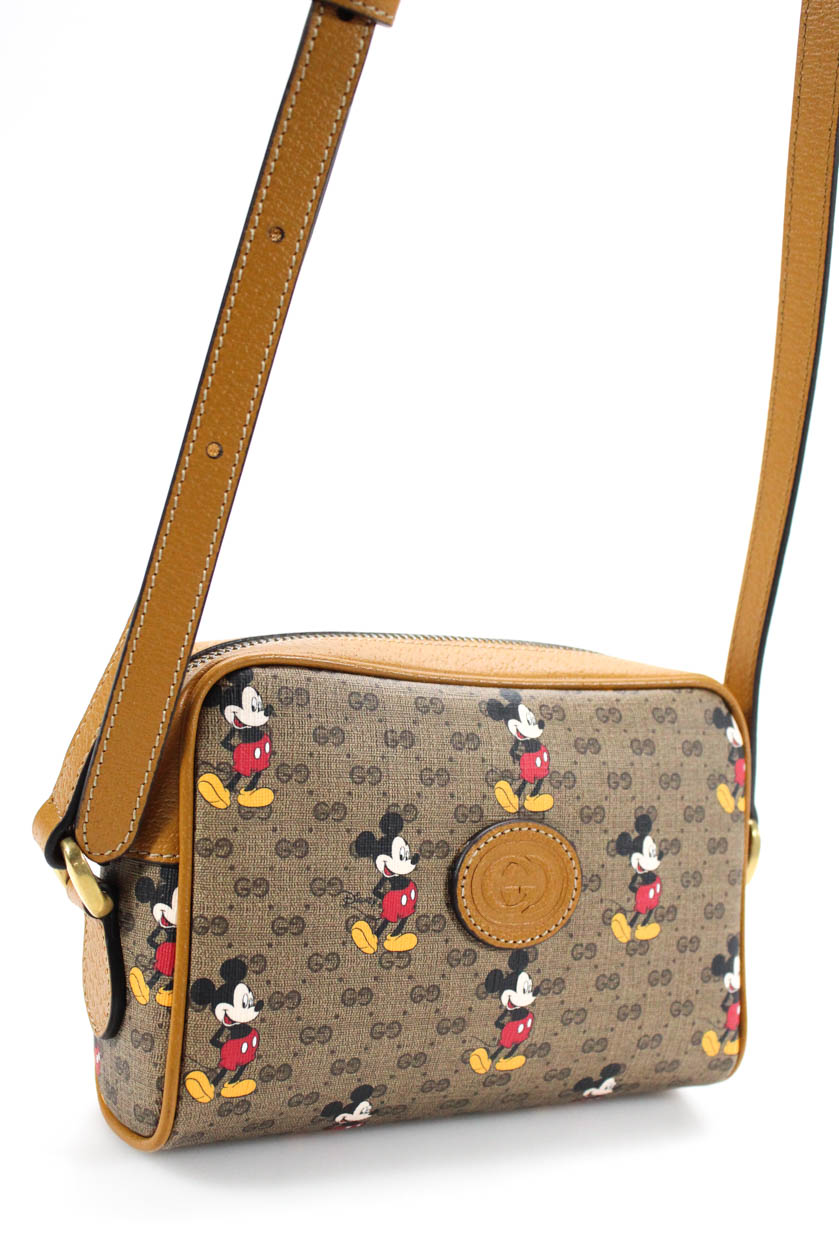 Disney x Gucci Monogram Mickey Canvas Crossbody Shoulder Handbag Beige ...