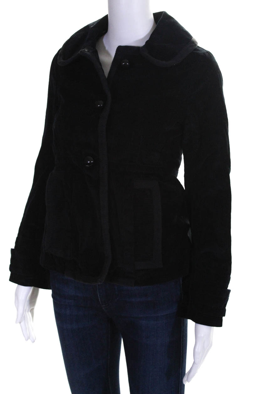Marc Jacobs Womens Button Down Jacket Black Textured Cotton Size 0 | eBay