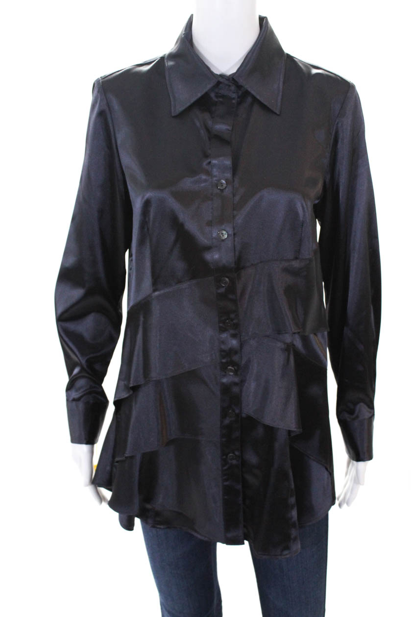 button down satin blouse