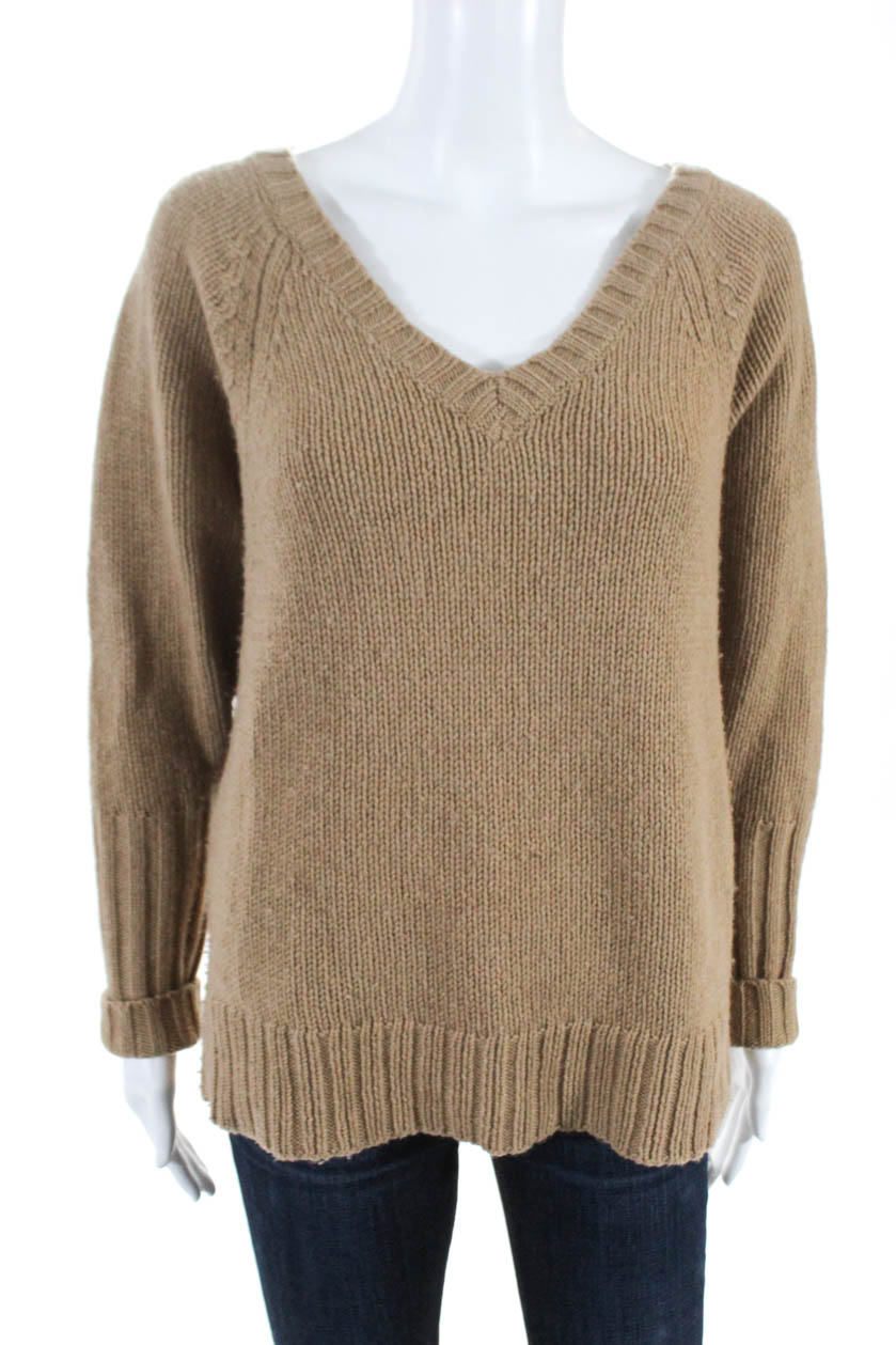 Ralph Lauren Black Label Womens V Neck Sweater Brown Wool Blend Size ...