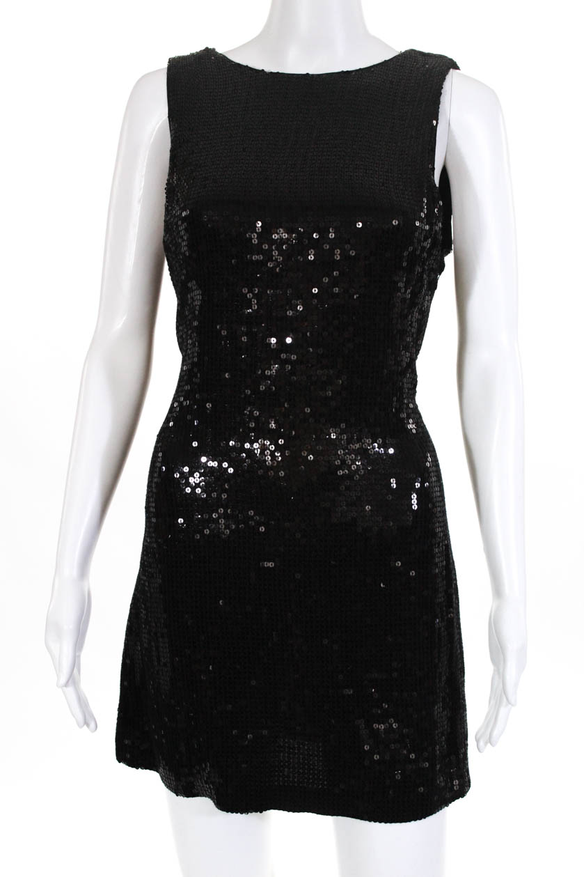 alice and olivia black sequin dress