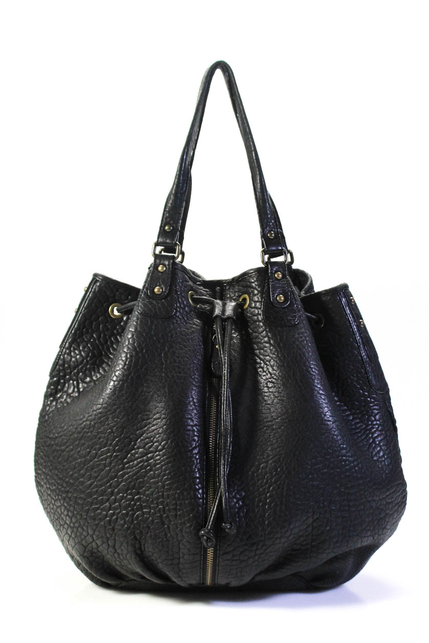 Nordstrom Womens Leather Textured Gold Hardware Tote Handbag Black Size Large | eBay