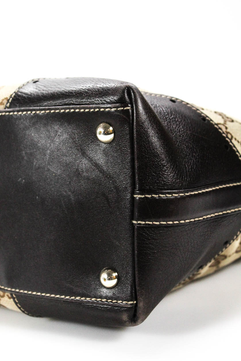 Gucci Women&#39;s Zipper Closure Tote Handbag Leather Brown Beige Size Medium | eBay