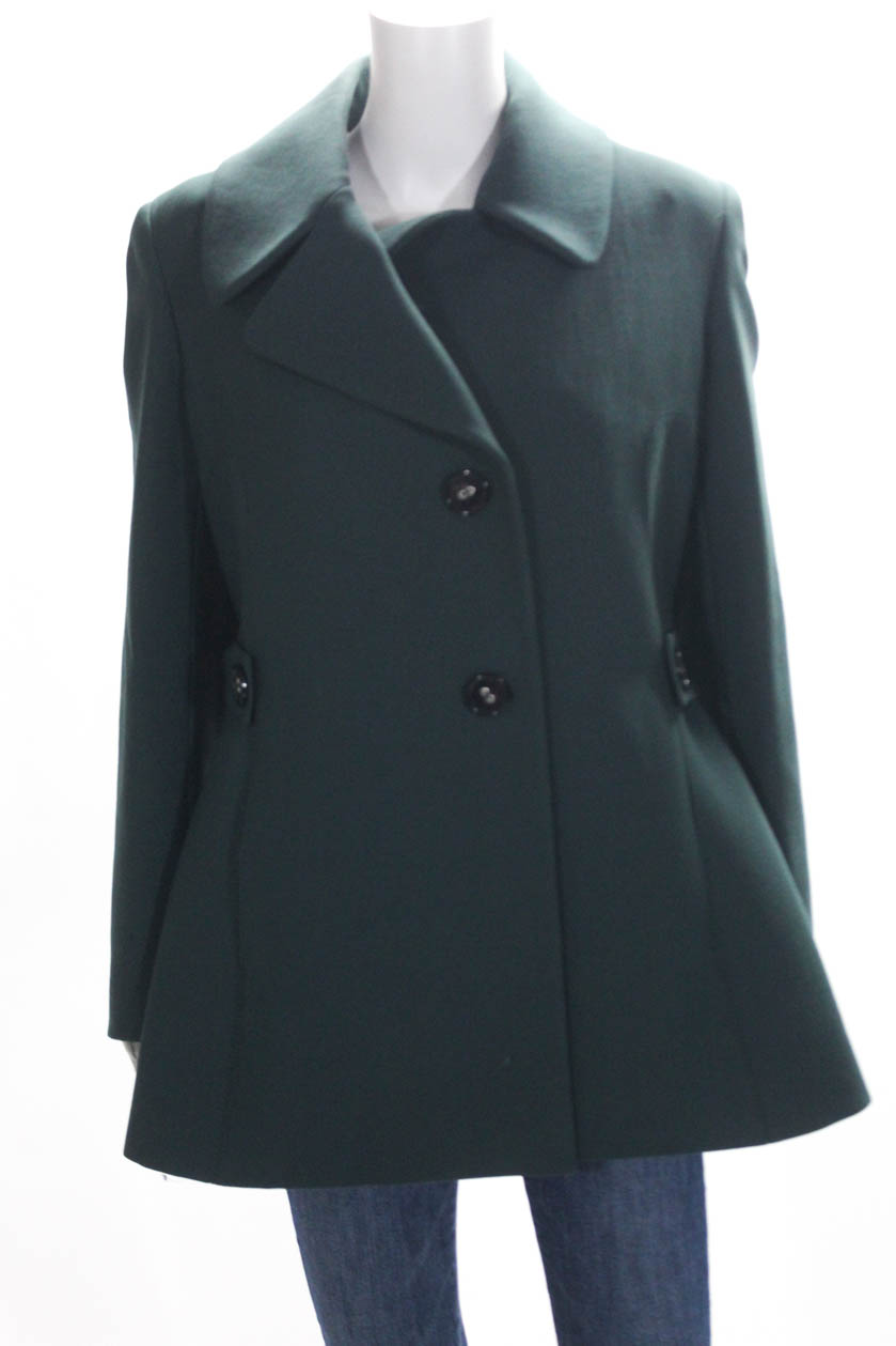 Cinzia Rocca Womens Button Up Collared Wool Coat Jacket Green Size 6 | eBay