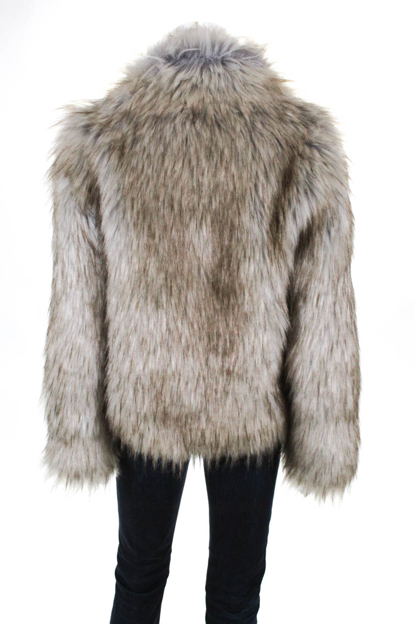 grey cropped fur jacket