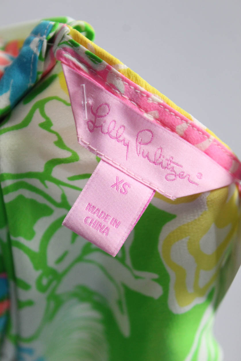 Lilly Pulitzer Womens Tops Sz Extra Small Green Pink ...