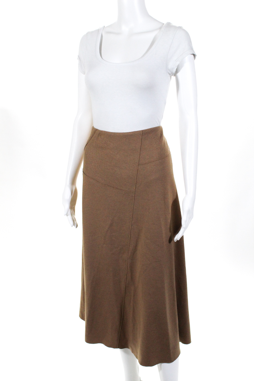 Vince Women's Zipper Closure Mid Calf Full Skirt Wool Tan Size 6 | eBay