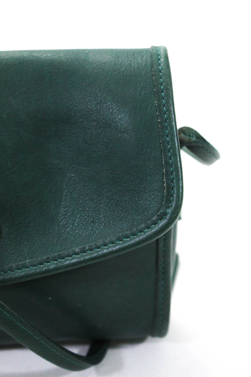 Coach Womens Single Strap Button Flap Mini Shoulder Handbag Green Leather | eBay