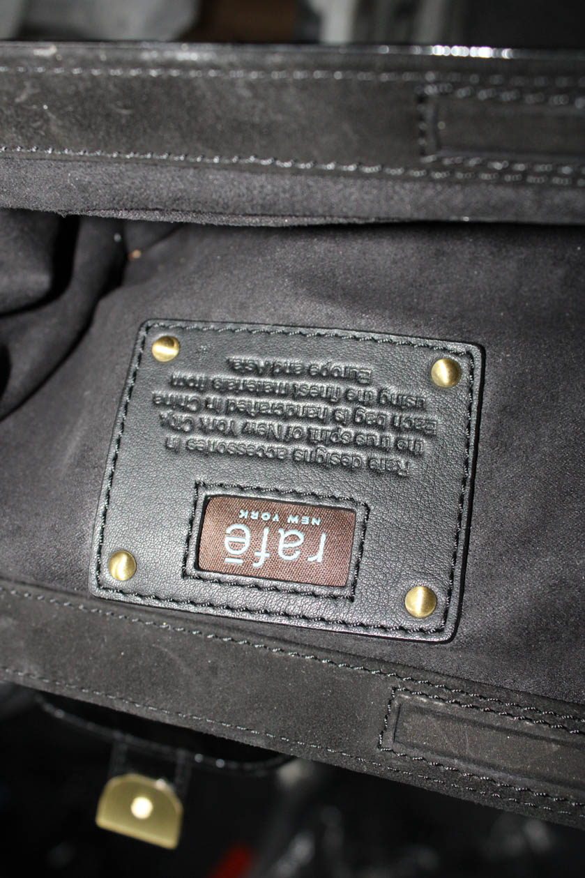 Rafe Woven Patent Leather Trim Clutch Handbag Black Gray Gold | eBay