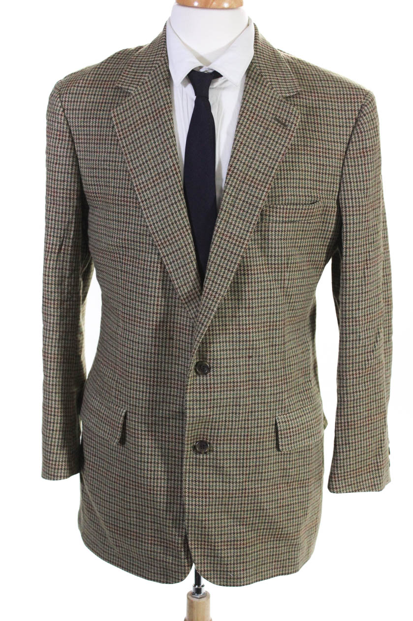 Brooks Brothers Mens Houndstooth Print Blazer Brown Multi Colored Size ...