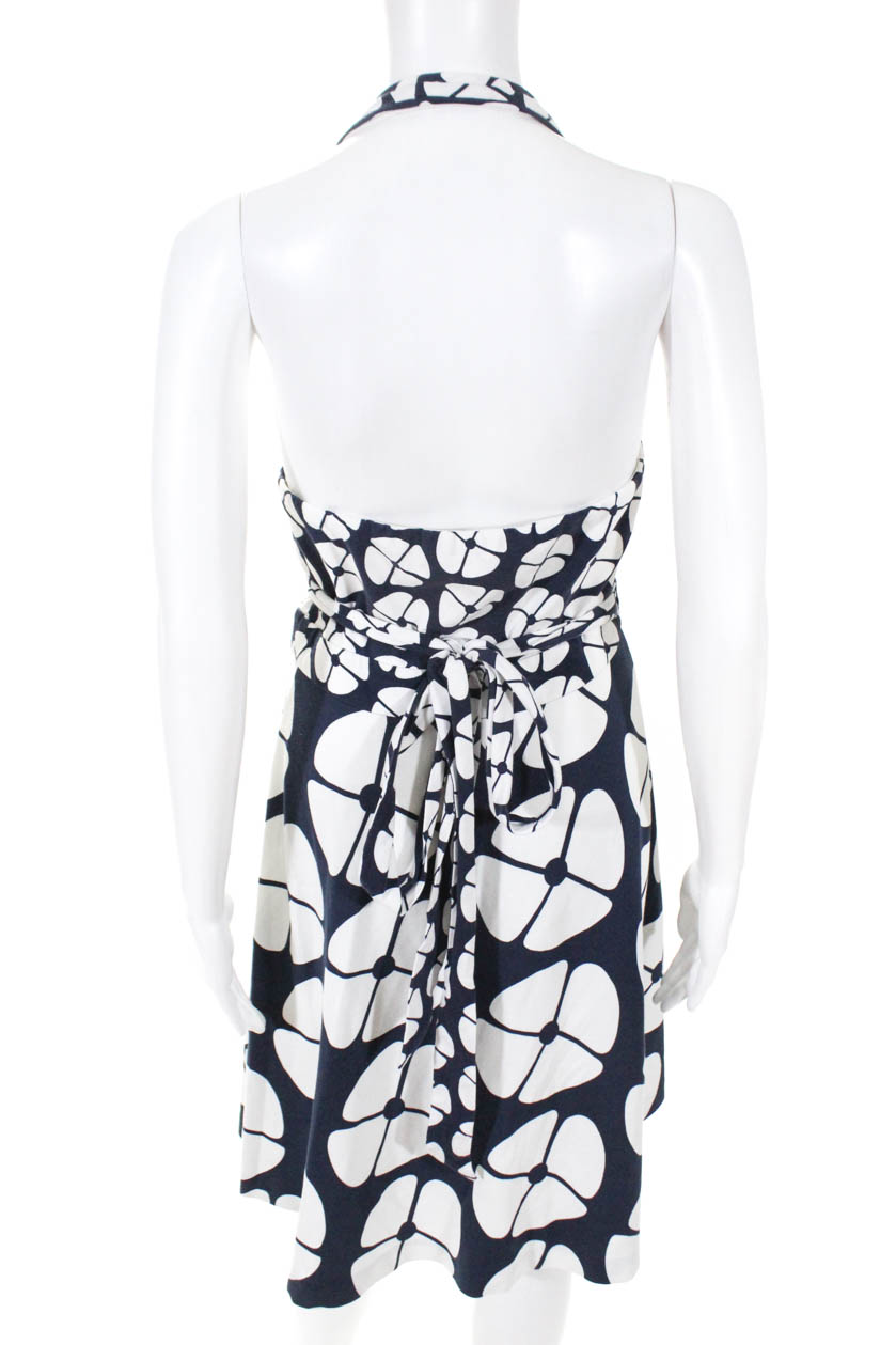 BODEN WOMENS HALTER V Neck Mini Floral Wrap Dress Blue White Cotton Size 6 - EUR 25,40 | PicClick IT
