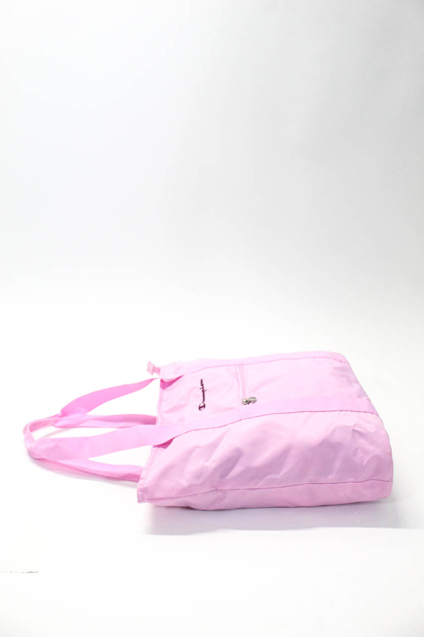 Champion Pink Logo Embroidered Large Nylon Tote Handbag Zipper Closure | eBay