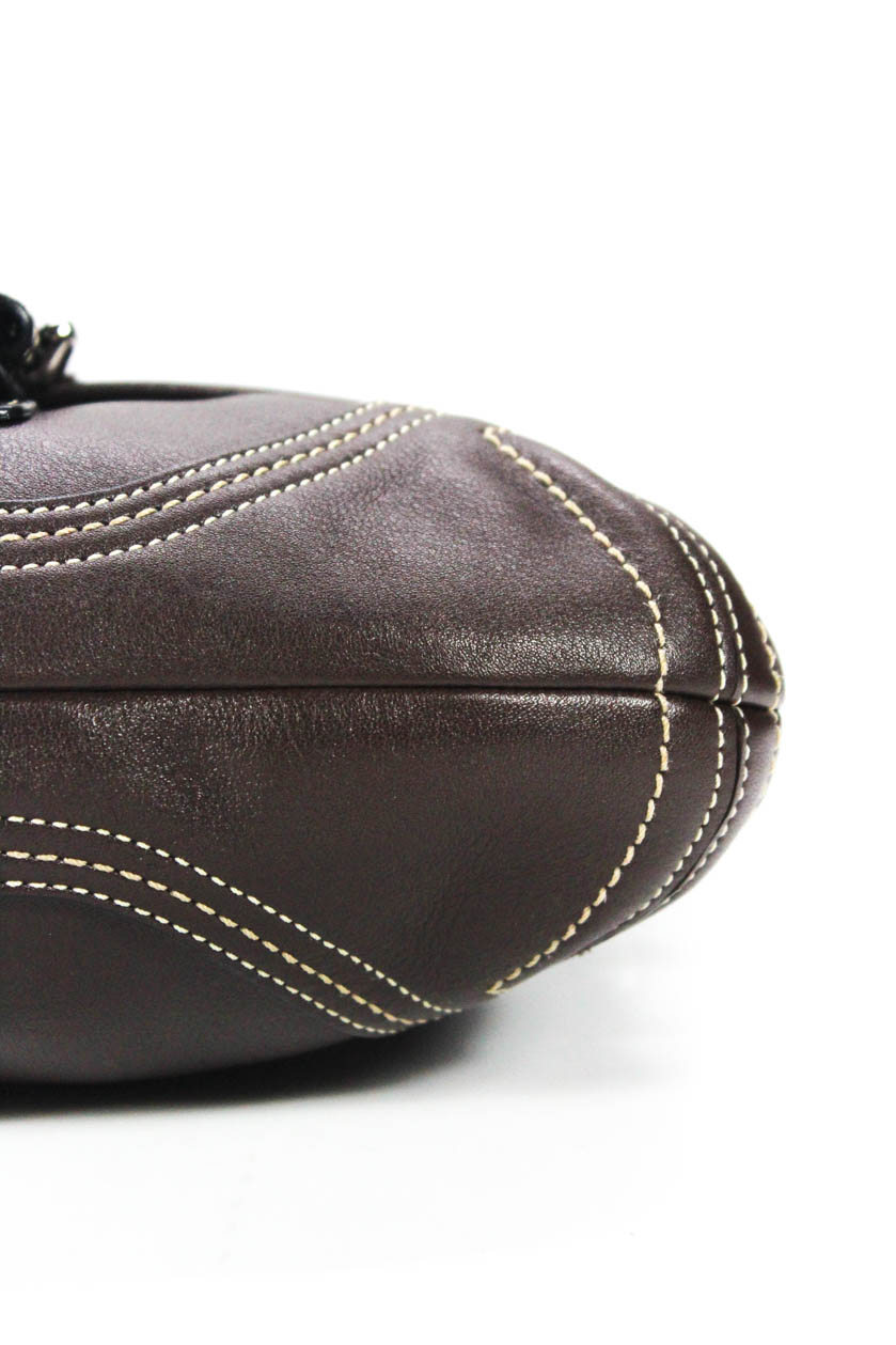 Coach Womens Single Strap Buckle Front Mini Shoulder Handbag Brown Leather | eBay