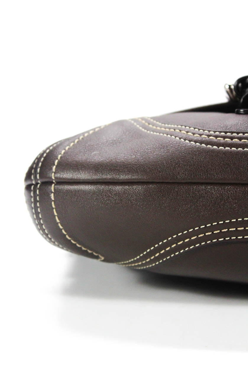 Coach Womens Single Strap Buckle Front Mini Shoulder Handbag Brown Leather | eBay
