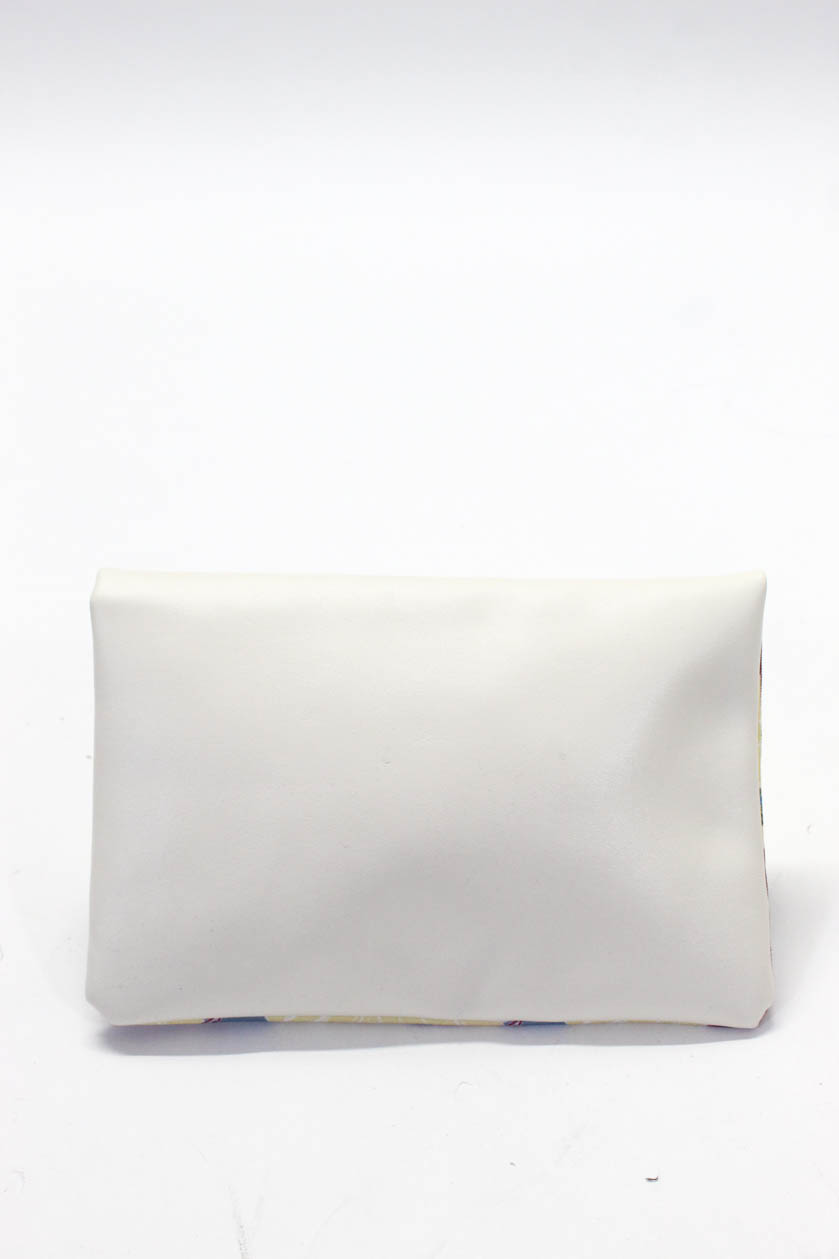 Rachel Pally Womens Medium Floral Print White Leather Fold Over Clutch Handbag | eBay