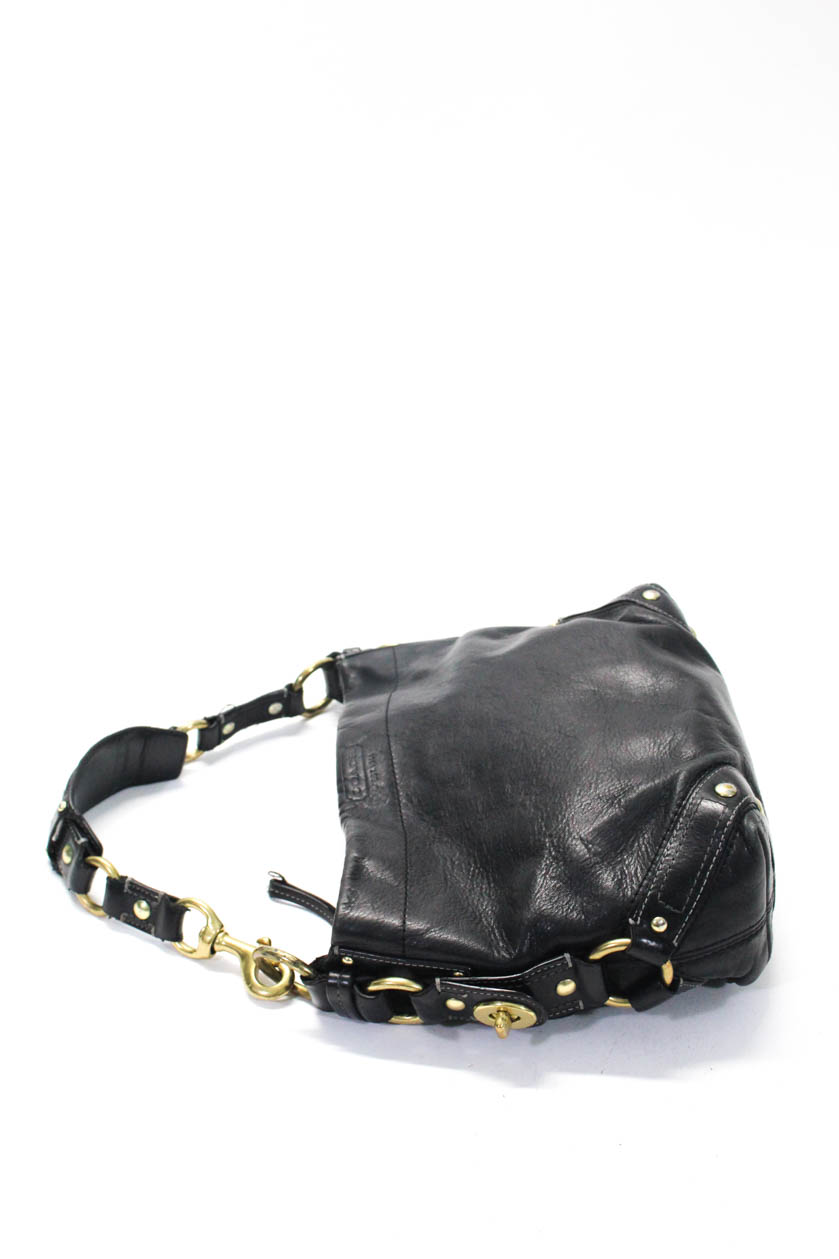 Coach Womens Single Strap Zipper Top Mini Shoulder Handbag Black Leather | eBay