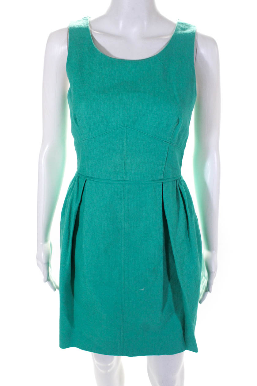 J Crew Womens Cotton Sleeveless Pleated A-Line Dress Seafoam Green Size ...