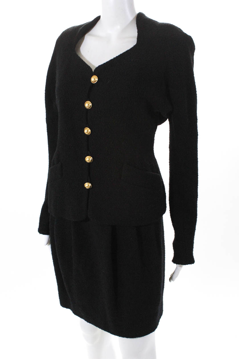 Donna Karan New York Women's A-Line Skirt Suit Wool Black Size 8 | eBay