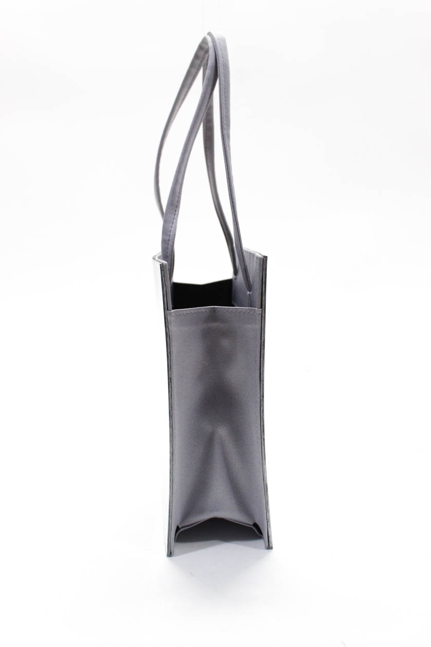 Saks Fifth Avenue Womens Satin Small Tote Shoulder Handbag Silver | eBay