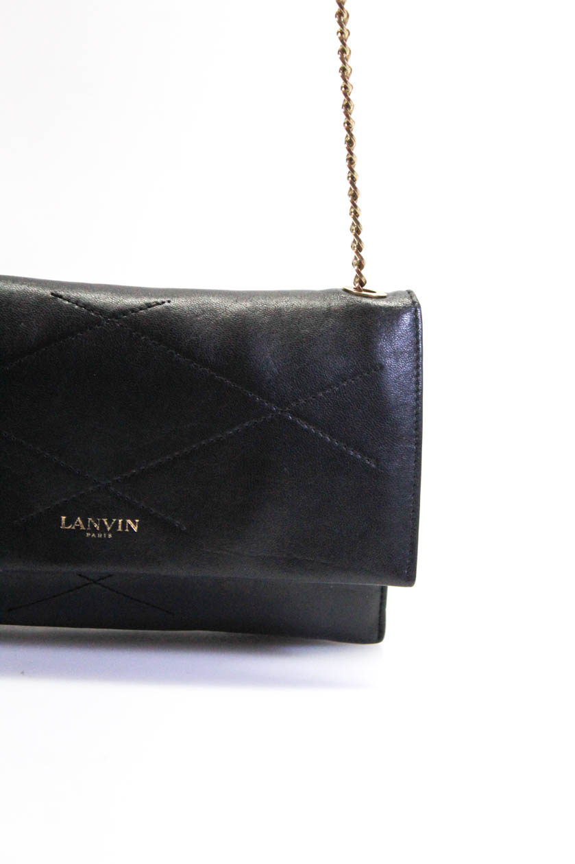 Lanvin Womens Mini Leather Chain Link Sugar Bag Crossbody Handbag Black | eBay