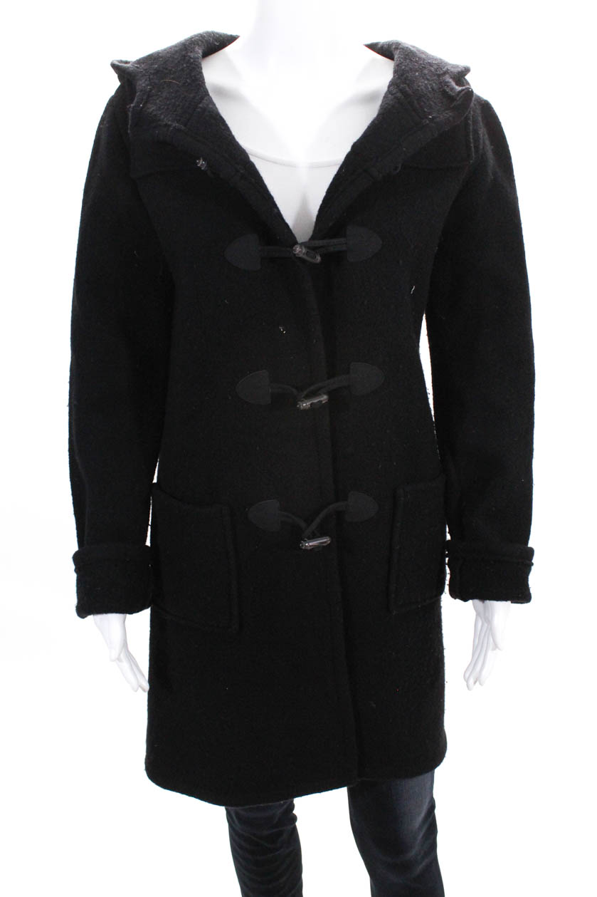 Theory Womens Knit Hooded Toggle Closure Wool Jacket Coat Black Size ...