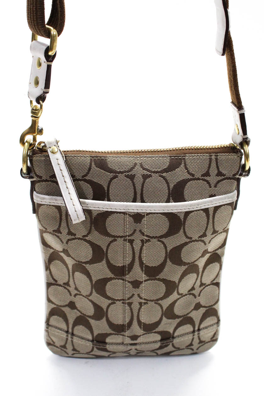 Coach Womens Single Strap Zip Top Monogram Shoulder Handbag Brown Canvas | eBay