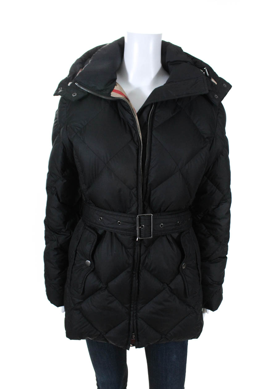 Burberry Brit Womens Hooded Zip Up Puffer Jacket Black Size Small | eBay
