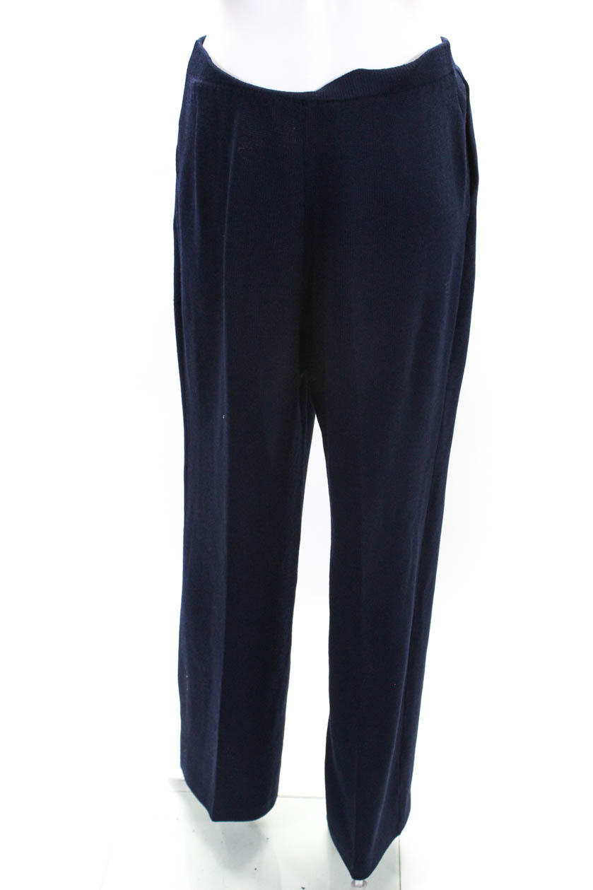 St. John Collection Womens Santana Knit Trouser Pants Blue Cotton Size ...