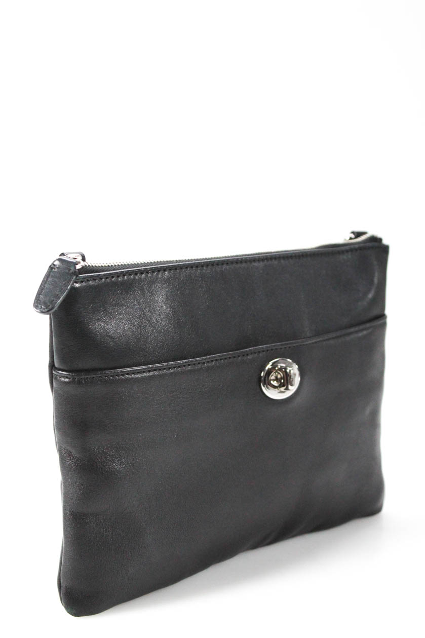 Coach Womens Single Strap Turnlock Front Shoulder Handbag Black Leather | eBay