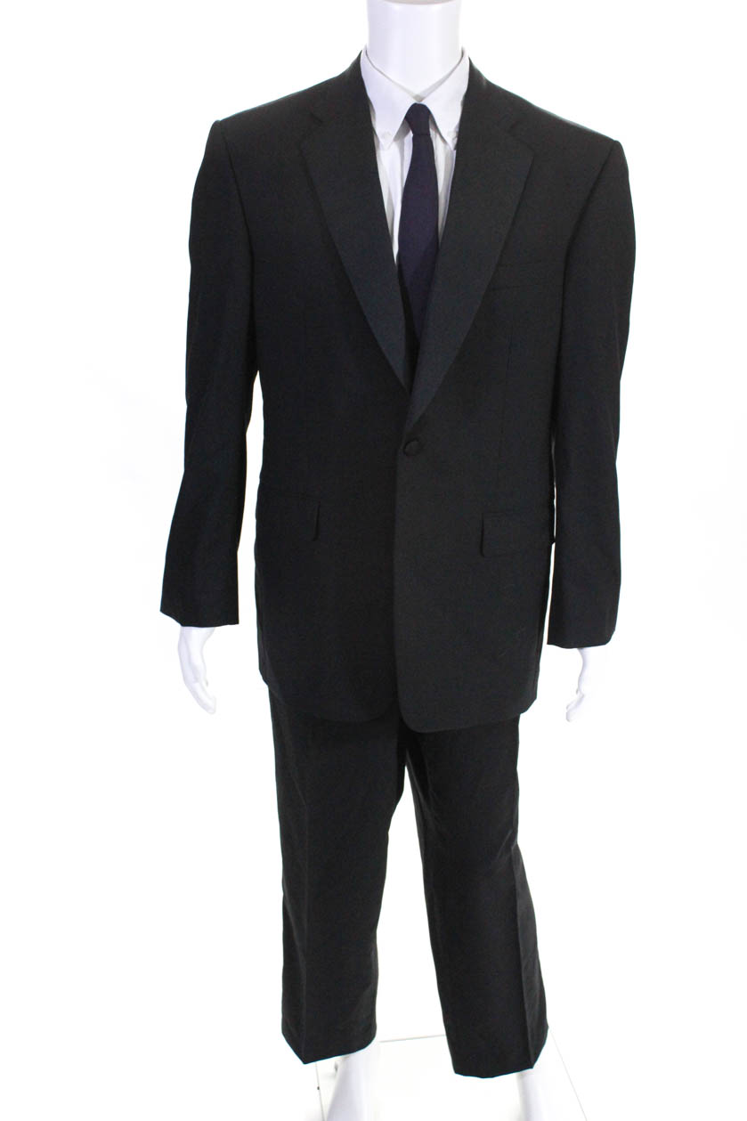 Burberry London Mens One Button Straight Leg Tuxedo Suit Black Wool ...