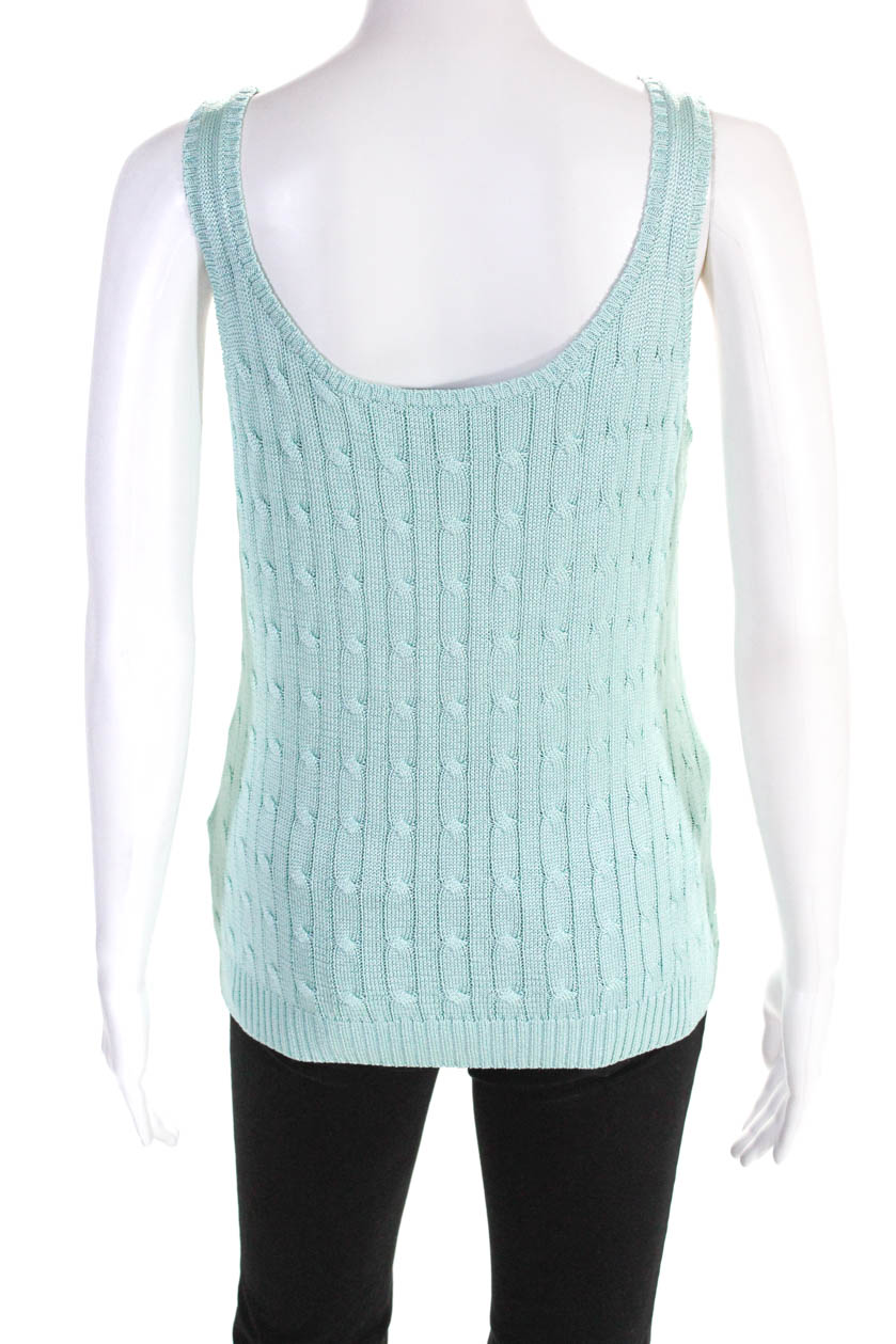 Ralph Lauren Black Label Womens Silk Cable Knit Tank Top Blue Size ...