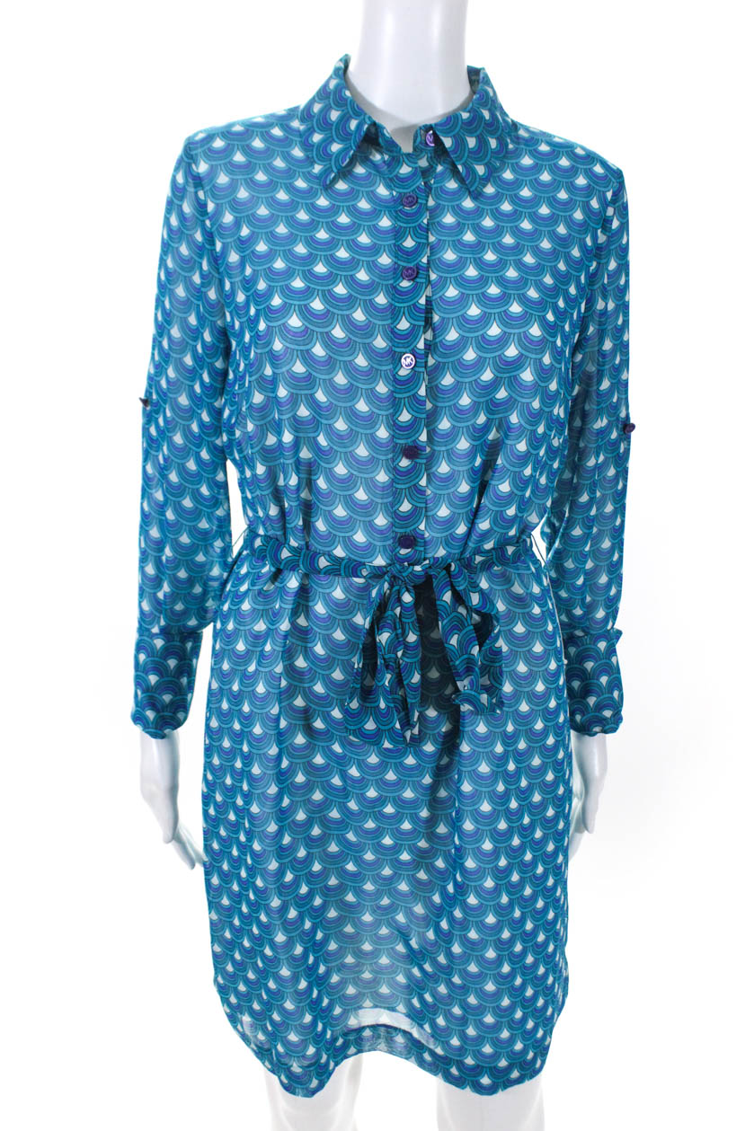 michael kors shirt dress blue