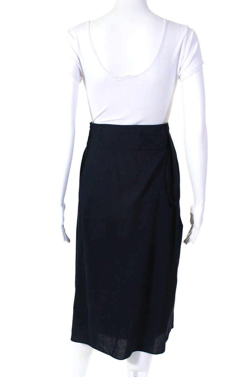 Vince Womens Cotton A-Line Midi Skirt Navy Blue Size 6 | eBay