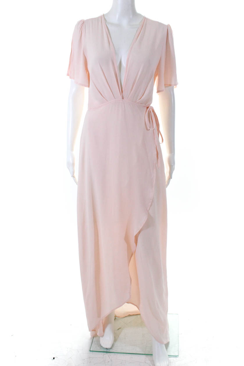light pink maxi dress with sleeves