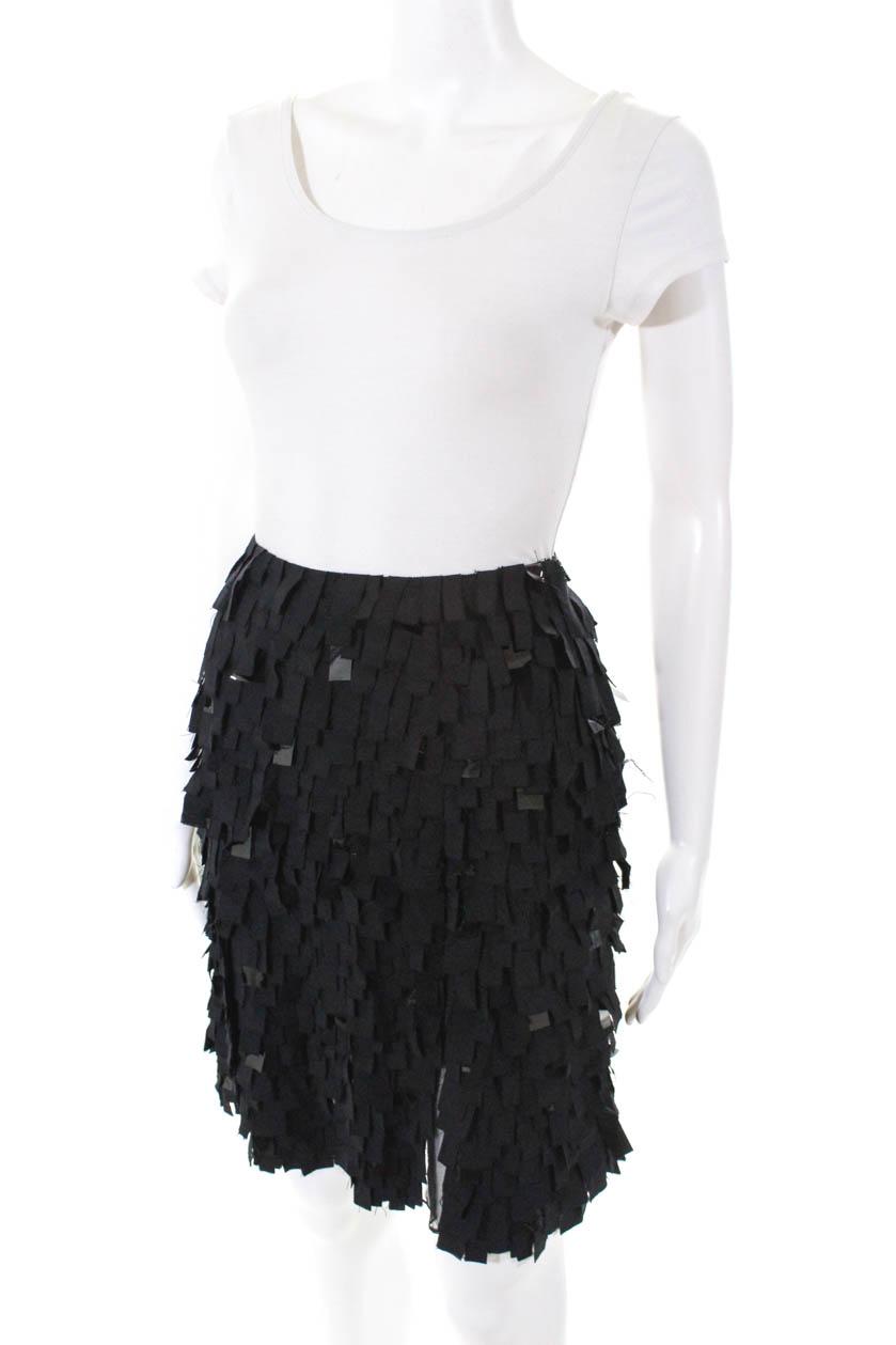 Carolina Herrera Womens Zip Up Tiered Fringe A Line Skirt ...