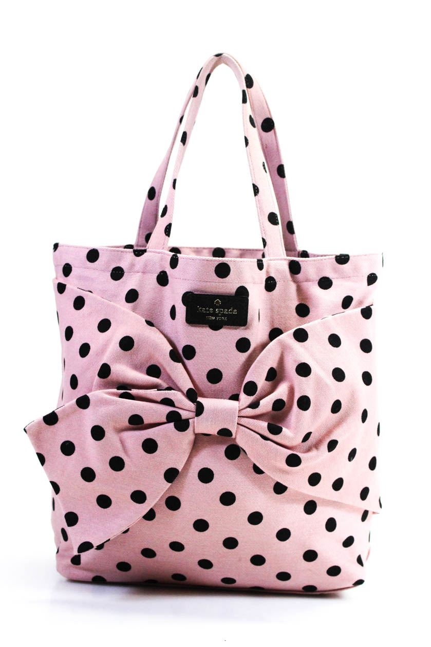 Kate Spade New York Polka Dot Bow Front Open Tote Handbag Pink | eBay