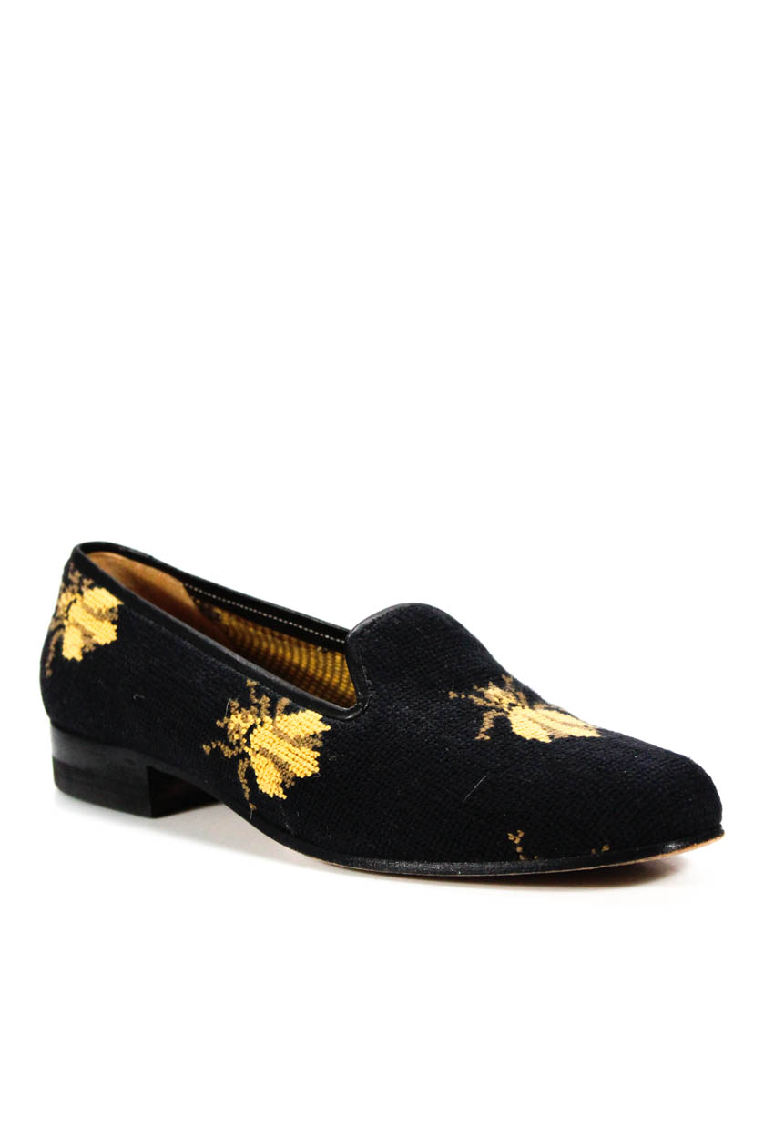 Stubbs & Wootton Womens Bumble Bee Needlepoint Loafers Black Size 8.5 ...