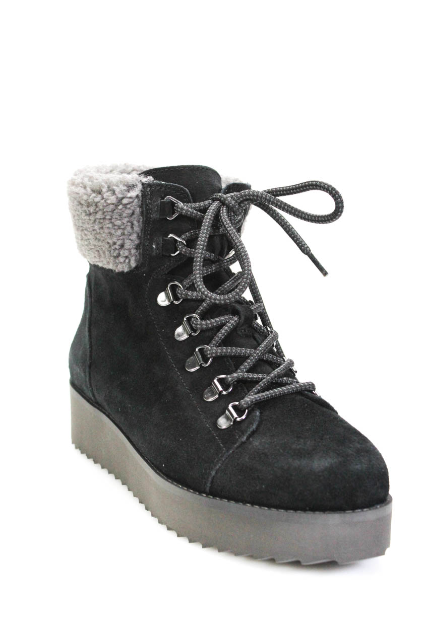 Sam Edelman Womens Franc Sherpa Trim Platform Boots - Black Suede size ...