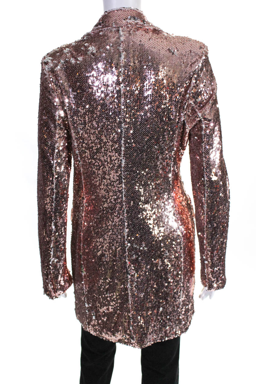 Endless Rose Womens Sequin Double Breasted Blazer Rose Gold Tone Size ...