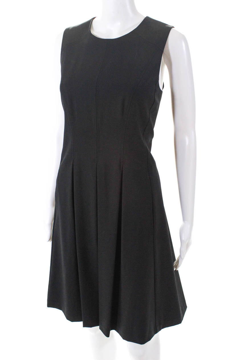 Theory Womens Sleeveless Crew Neck Pleated A-Line Dress Black Size 10 ...