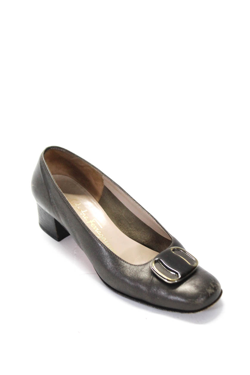 Salvatore Ferragamo Women's Round Toe Classic Pumps Leather Gray Size 6 | eBay