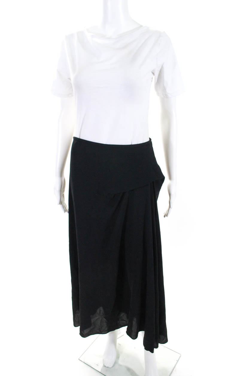 Theory Womens Silk ruched Detial A-Line Midi Skirt Black Size 4 | eBay