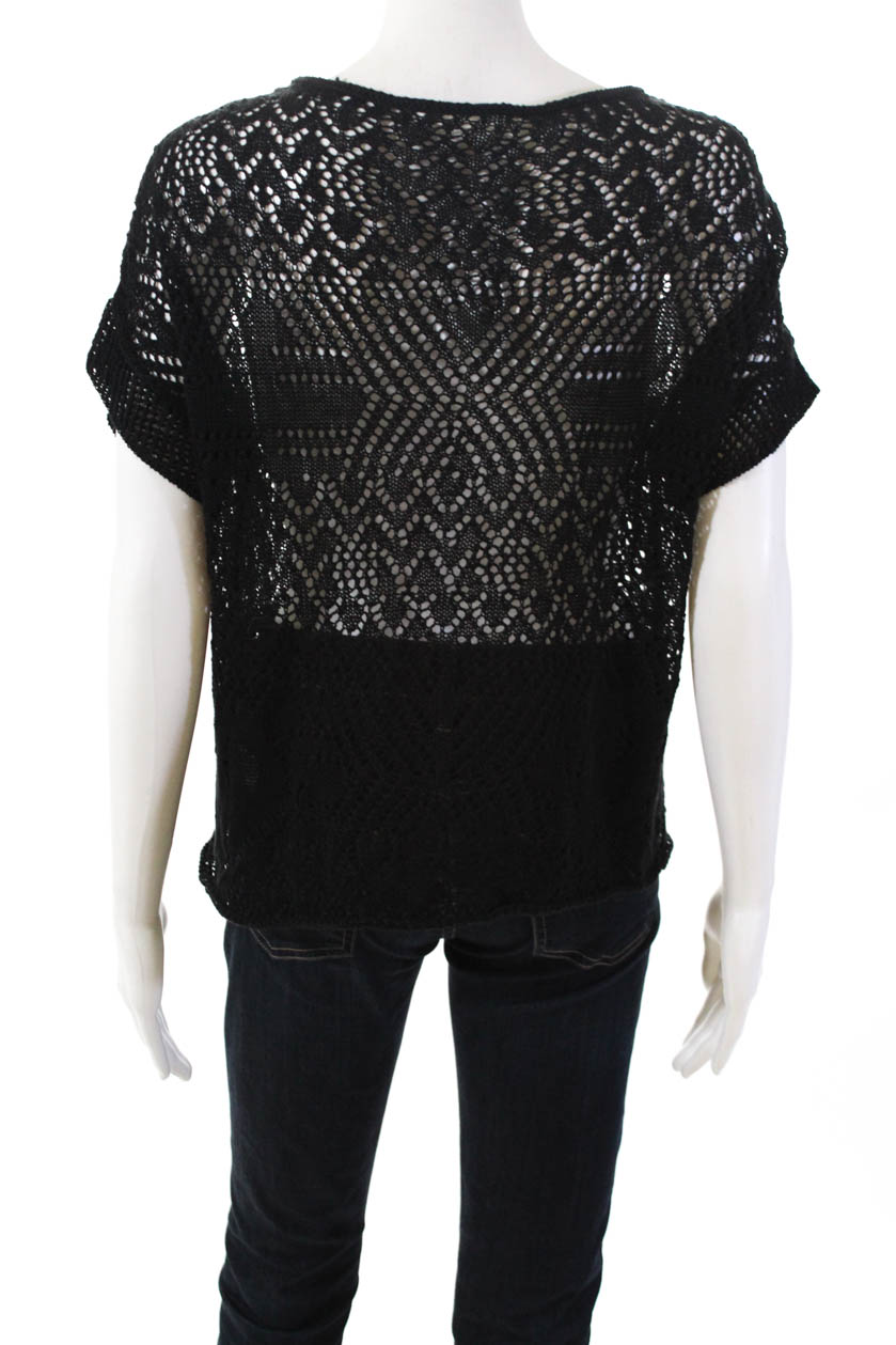Thakoon Women's Short Sleeve Knit Top Linen Black Size Small | eBay
