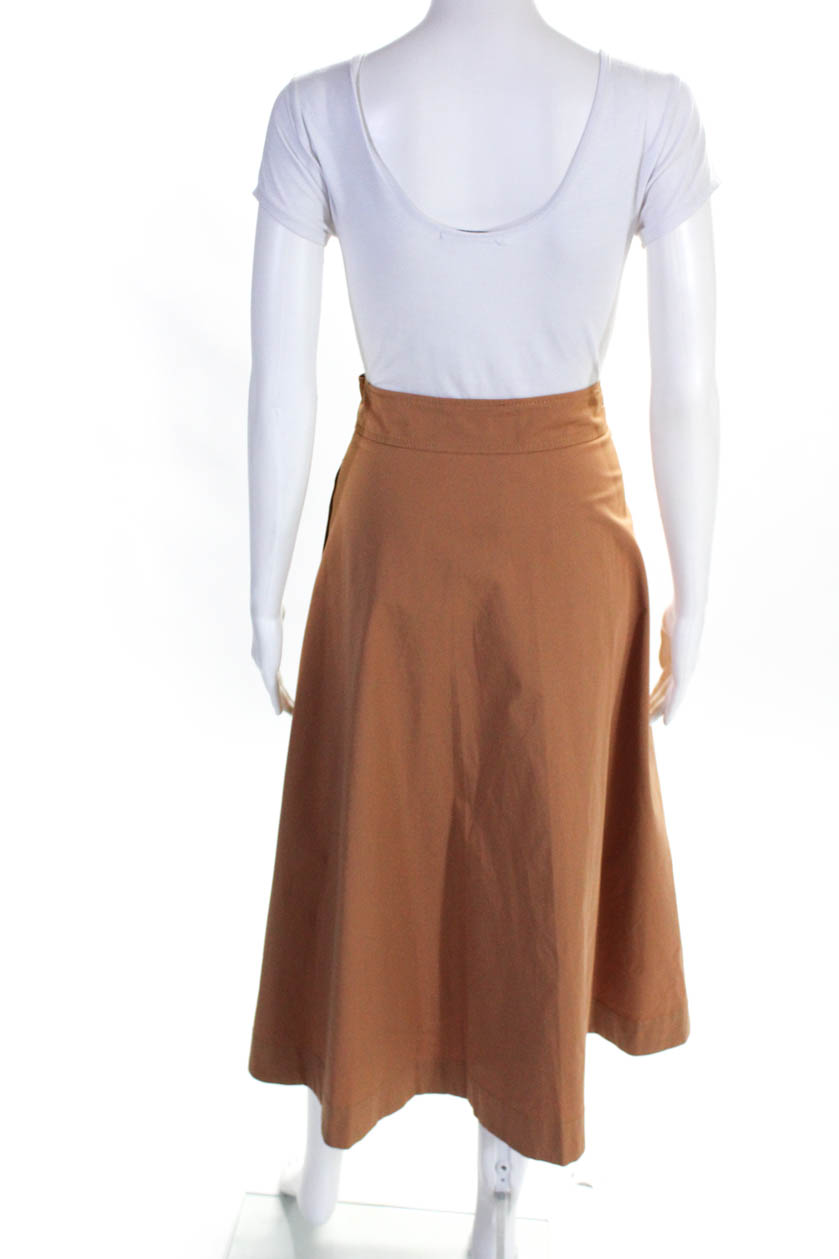 Sfizio Womens Button Front Belted Long Maxi Skirt Brown Cotton Size 4 ...
