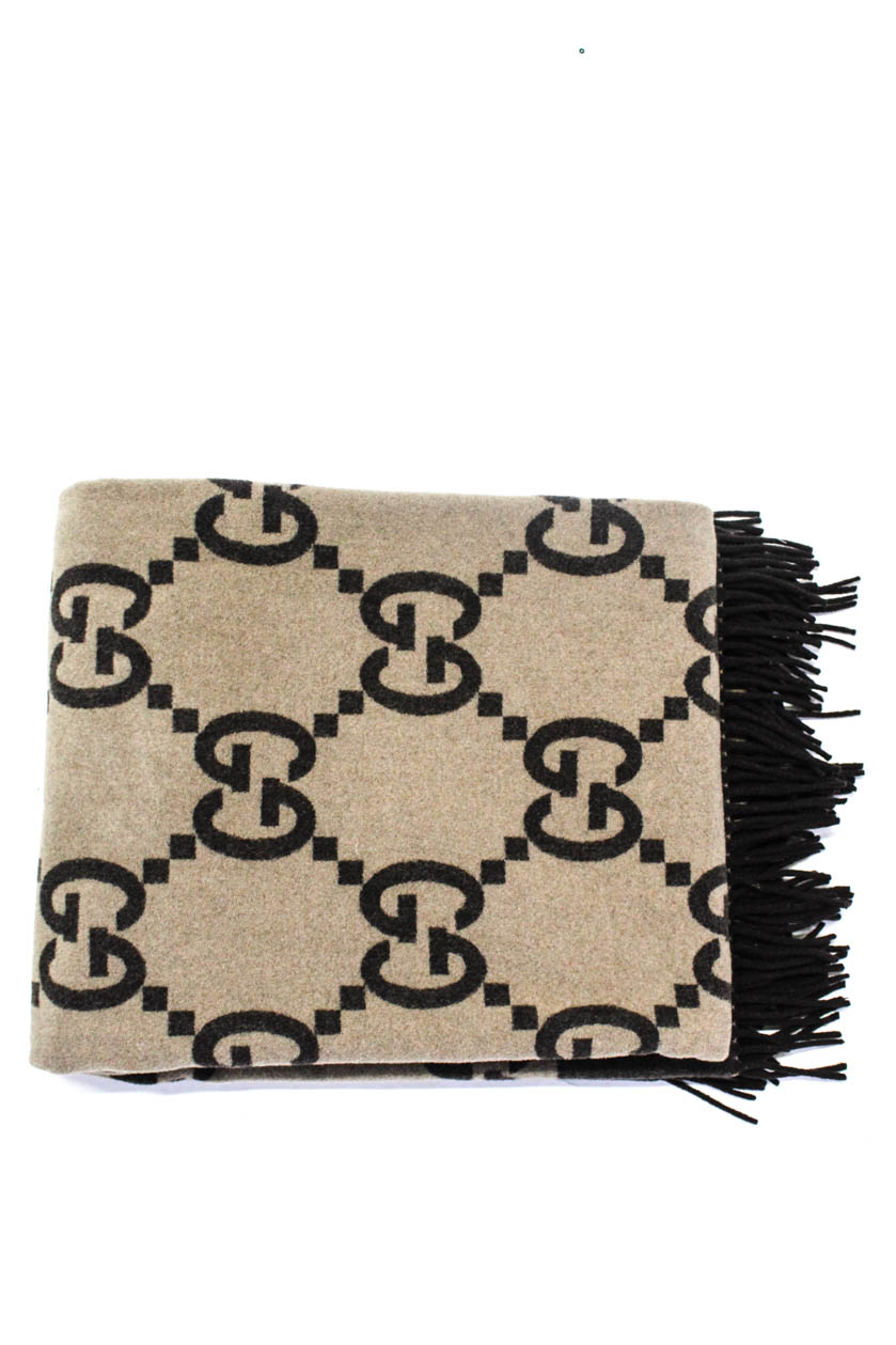 Gucci GG Brown Wool 72X58 Throw Blanket eBay