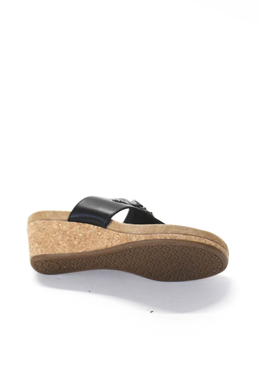 Ugg Womens Thong Wedge Sandals Black Studded Leather Size 5.5 | eBay